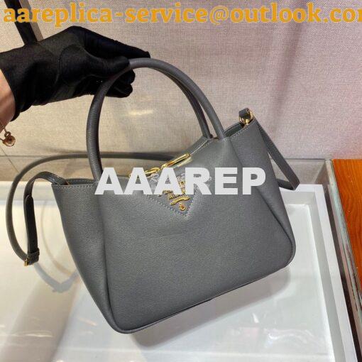Replica Prada Small Leather Handbag 1BC145 Grey 3
