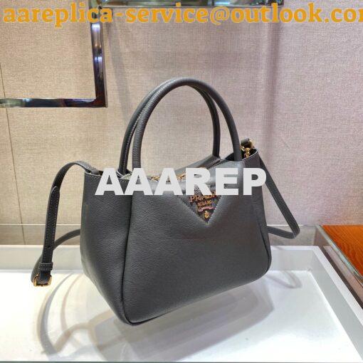 Replica Prada Small Leather Handbag 1BC145 Grey 4