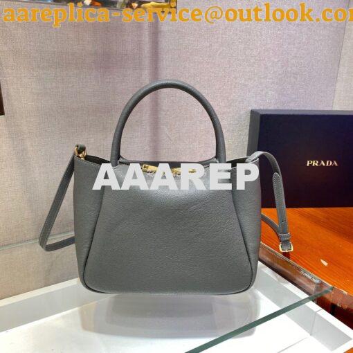 Replica Prada Small Leather Handbag 1BC145 Grey 5