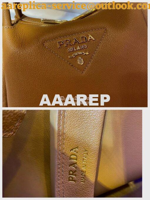 Replica Prada Small Leather Handbag 1BC145 Caramel 7