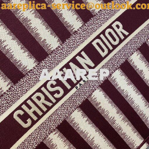 Replica Dior Book Tote Burgundy D-Stripes Embroidery Canvas Bag 2