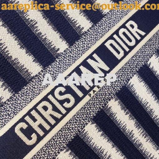 Replica Dior Book Tote Blue D-Stripes Embroidery Canvas Bag 2