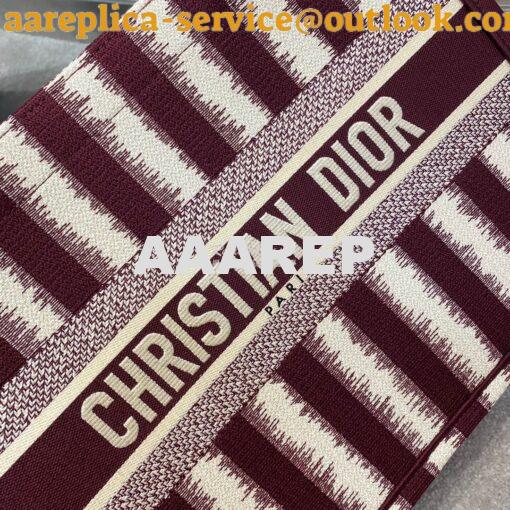 Replica Dior Book Tote Burgundy D-Stripes Embroidery Canvas Bag 10