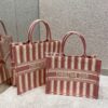 Replica Dior Book Tote Pink D-Stripes Embroidery Canvas Bag