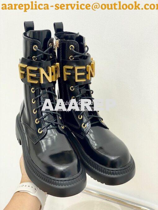 Replica Fendi Fendigraphy Black leather biker boots 8T8355 2