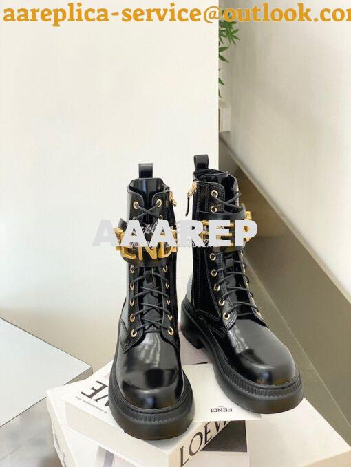 Replica Fendi Fendigraphy Black leather biker boots 8T8355 5