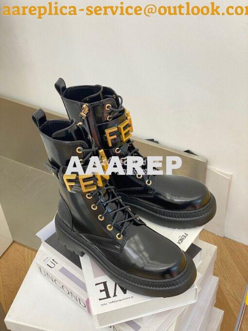 Replica Fendi Fendigraphy Black leather biker boots 8T8355 6