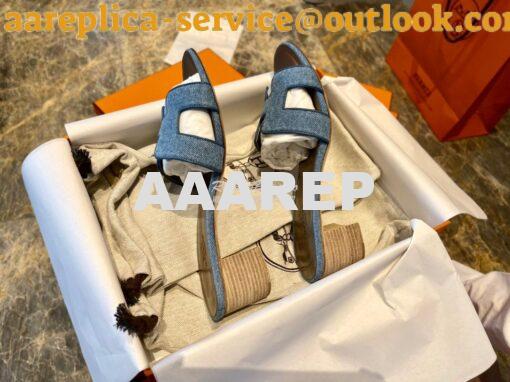 Replica Hermes Oran Sandals 1cm 5cm Denim Blue H211242 14