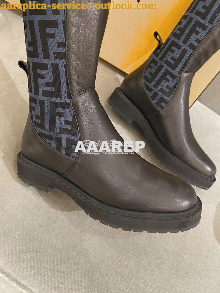 Replica Fendi Rockoko Black Leather Over-Knee Boots With Stretch Fabri 7 Replica Fendi Rockoko Black Leather Over-Knee Boots With Stretch Fabri 7
