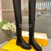 Replica Fendi Rockoko Black Leather Boots With Stretch Fabric 8W6789 F 10