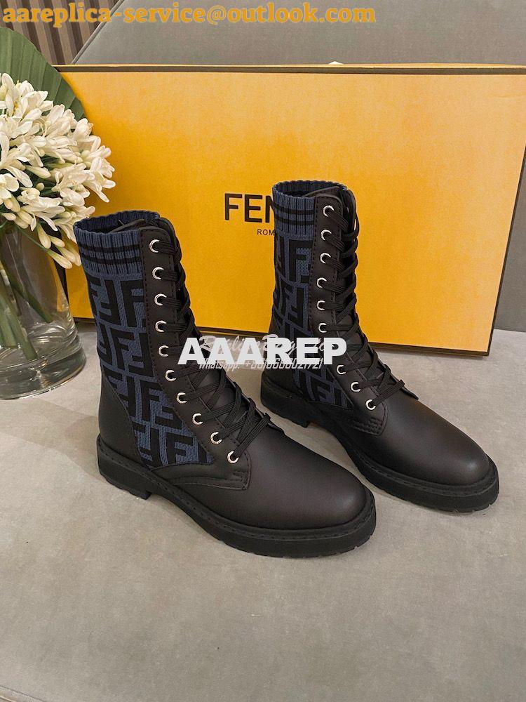 Replica Fendi Rockoko Black Leather Biker Boots With Stretch Fabric 8T 3 Replica Fendi Rockoko Black Leather Biker Boots With Stretch Fabric 8T 3