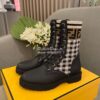 Replica Fendi Rockoko Black Leather Biker Boots With Stretch Fabric 8T 11 Replica Fendi Rockoko Black Leather Biker Boots With Stretch Fabric 8T 11