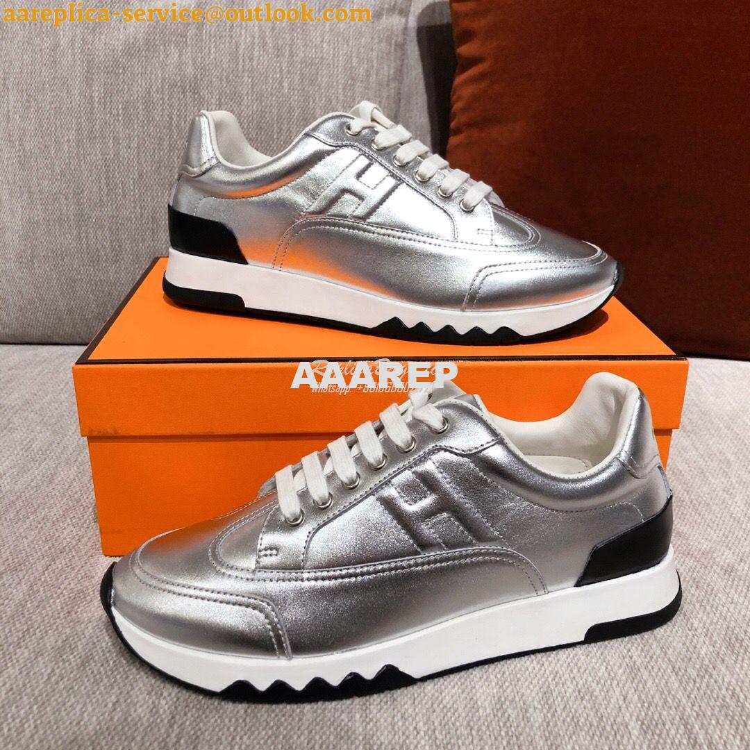 Replica Hermes Sneakers Trail Male/ Female H191168 Metallize Silver Replica Hermes Sneakers Trail Male/ Female H191168 Metallize Silver