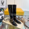 Replica Fendi Rockoko Black Leather Biker Boots With Stretch Fabric 8T 10