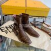 Replica Fendi Glossy Neoprene FFrame Harness Ankle Boots Brown
