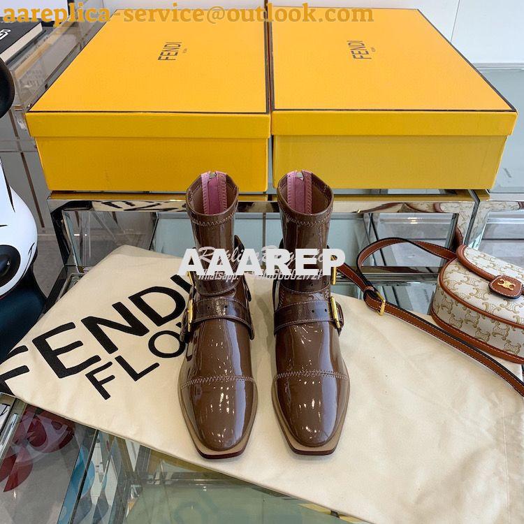 Replica Fendi Glossy Neoprene FFrame Harness Ankle Boots Brown 2 Replica Fendi Glossy Neoprene FFrame Harness Ankle Boots Brown 2