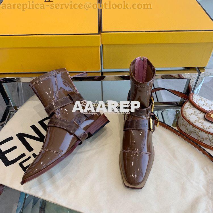 Replica Fendi Glossy Neoprene FFrame Harness Ankle Boots Brown 5 Replica Fendi Glossy Neoprene FFrame Harness Ankle Boots Brown 5