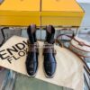 Replica Fendi Glossy Neoprene FFrame Harness Ankle Boots Heel Black 11