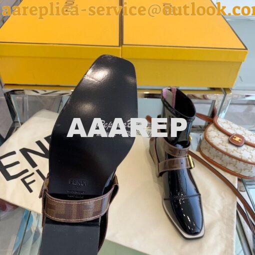 Replica Fendi Glossy Neoprene FFrame Harness Ankle Boots Black 9
