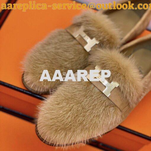 Replica Hermes Paris Loafer Suede Goatskin and Mink H202091 Light Brow 9