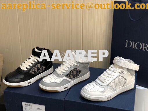 Replica Dior B27 High-Top Sneaker 3SH132 White and Gray Smooth Calfski