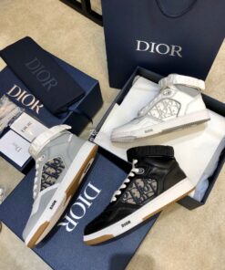 Replica Dior B27 High-Top Sneaker 3SH132 White and Gray Smooth Calfski 2