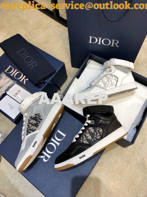 Replica Dior B27 High-Top Sneaker 3SH132 White and Gray Smooth Calfski 2