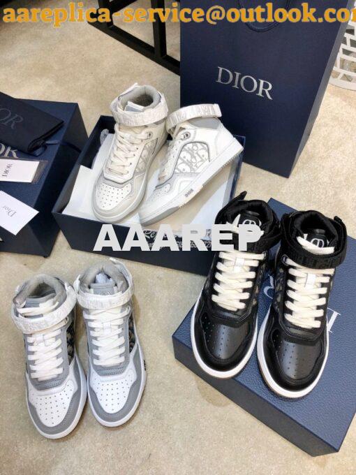 Replica Dior B27 High-Top Sneaker 3SH132 White and Gray Smooth Calfski 3