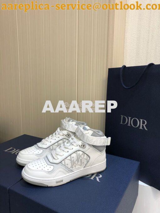 Replica Dior B27 High-Top Sneaker 3SH132 White and Gray Smooth Calfski 4