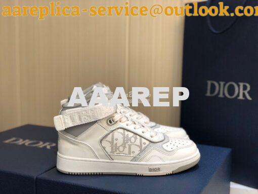 Replica Dior B27 High-Top Sneaker 3SH132 White and Gray Smooth Calfski 5
