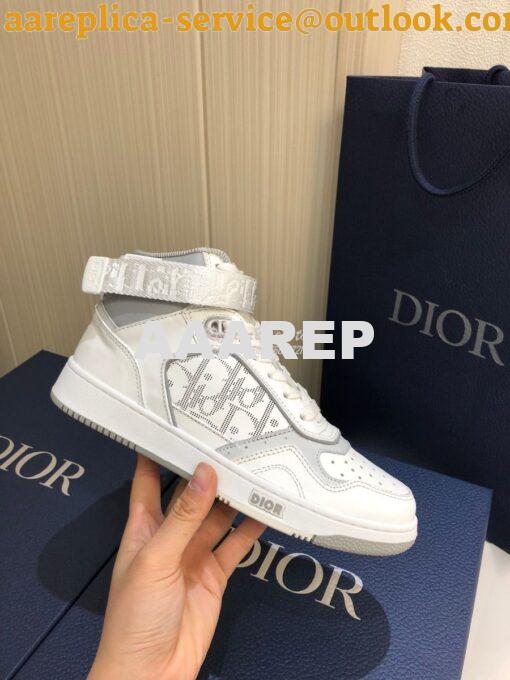 Replica Dior B27 High-Top Sneaker 3SH132 White and Gray Smooth Calfski 6