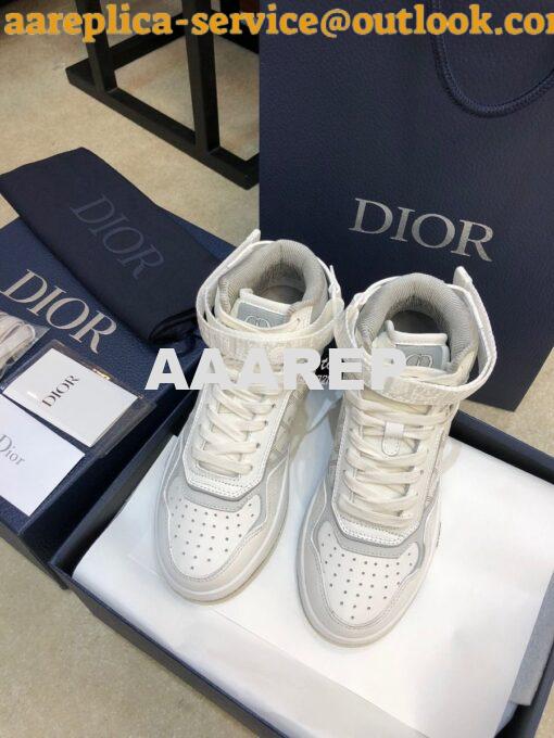 Replica Dior B27 High-Top Sneaker 3SH132 White and Gray Smooth Calfski 7