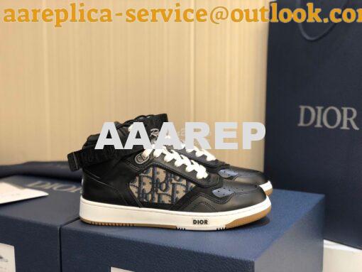 Replica Dior B27 High-Top Sneaker 3SH132 Black Smooth Calfskin with Ob 2