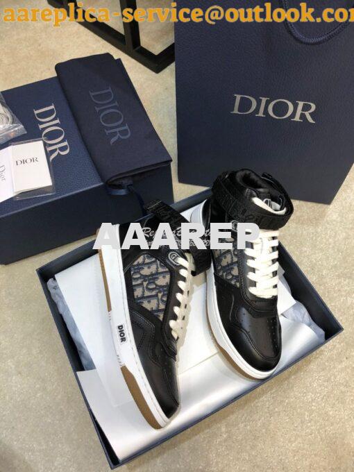 Replica Dior B27 High-Top Sneaker 3SH132 Black Smooth Calfskin with Ob 3