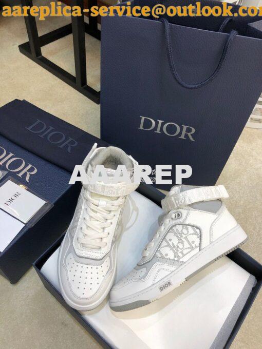 Replica Dior B27 High-Top Sneaker 3SH132 White and Gray Smooth Calfski 10
