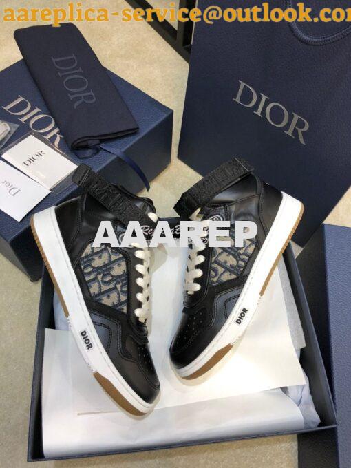 Replica Dior B27 High-Top Sneaker 3SH132 Black Smooth Calfskin with Ob 4