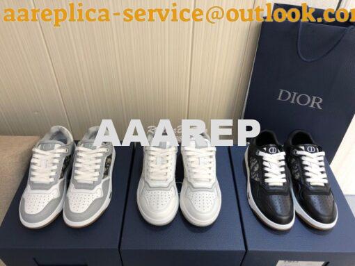 Replica Dior B27 Low-Top Sneaker Gray Smooth Calfskin with Dior Obliqu
