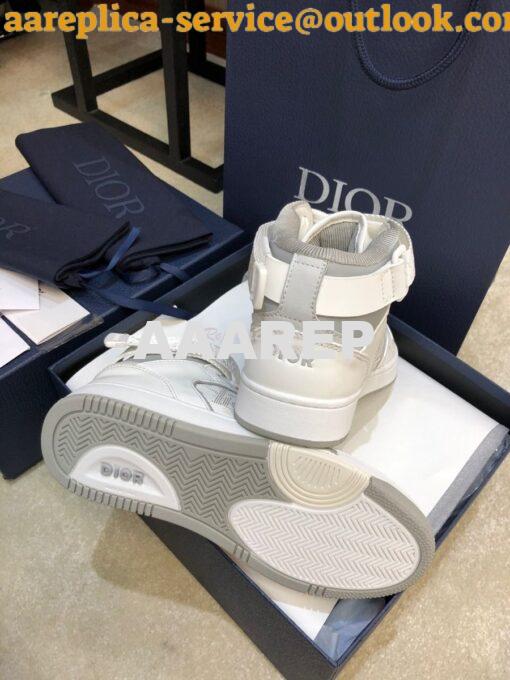 Replica Dior B27 High-Top Sneaker 3SH132 White and Gray Smooth Calfski 11