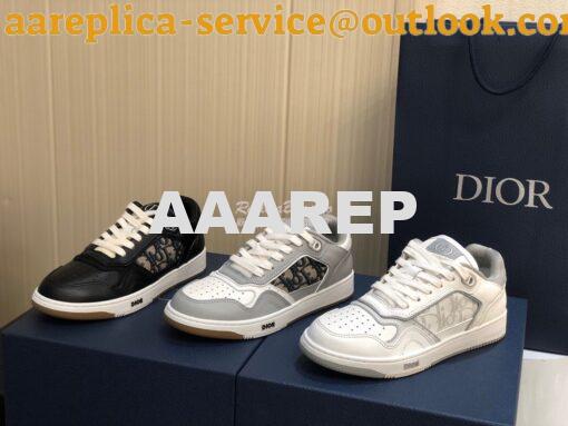 Replica Dior B27 Low-Top Sneaker Gray Smooth Calfskin with Dior Obliqu 2