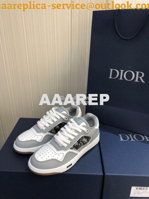 Replica Dior B27 Low-Top Sneaker Gray Smooth Calfskin with Dior Obliqu 3