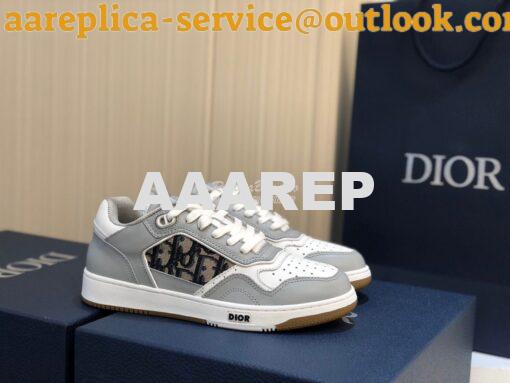 Replica Dior B27 Low-Top Sneaker Gray Smooth Calfskin with Dior Obliqu 4
