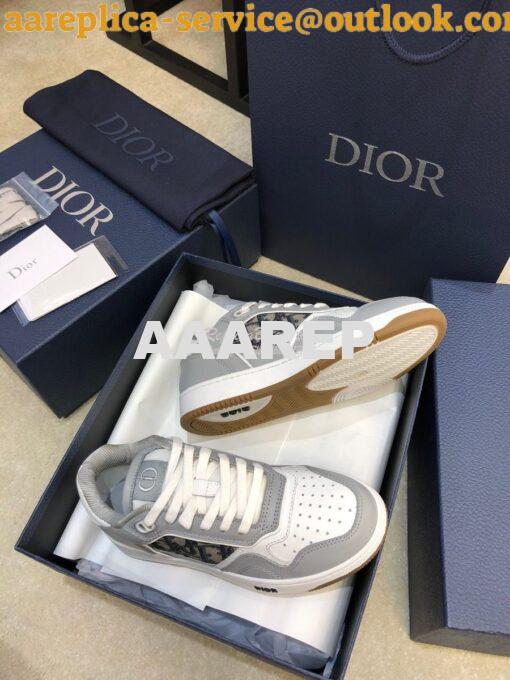 Replica Dior B27 Low-Top Sneaker Gray Smooth Calfskin with Dior Obliqu 5