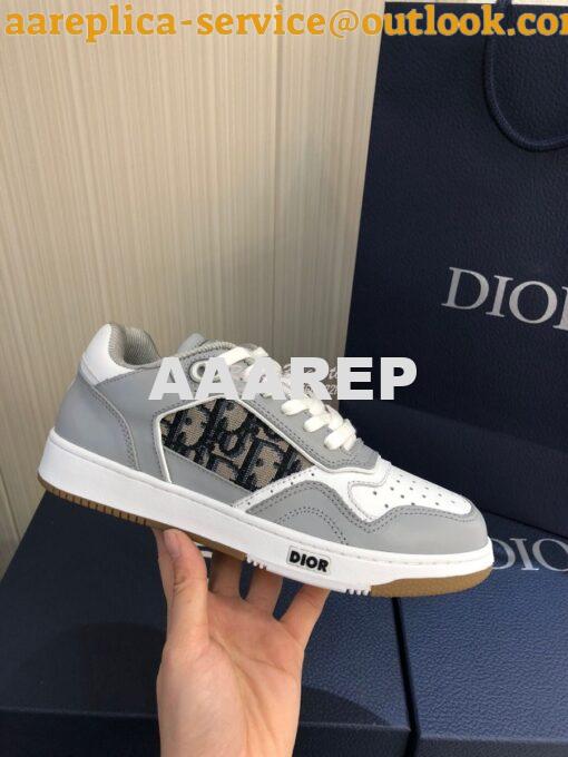 Replica Dior B27 Low-Top Sneaker Gray Smooth Calfskin with Dior Obliqu 6