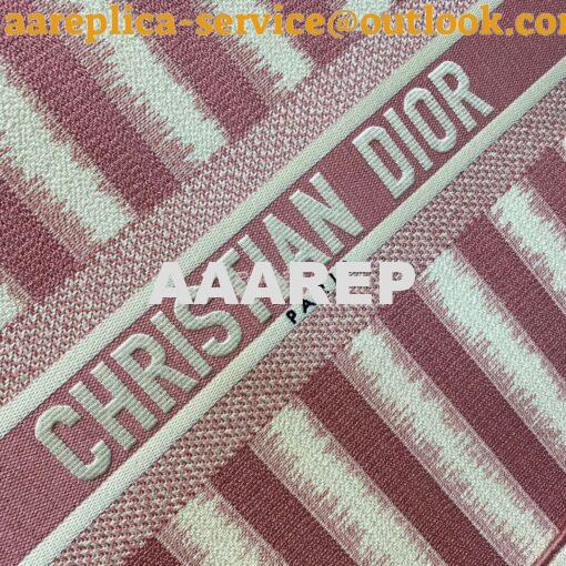 Replica Dior Book Tote Pink D-Stripes Embroidery Canvas Bag 4