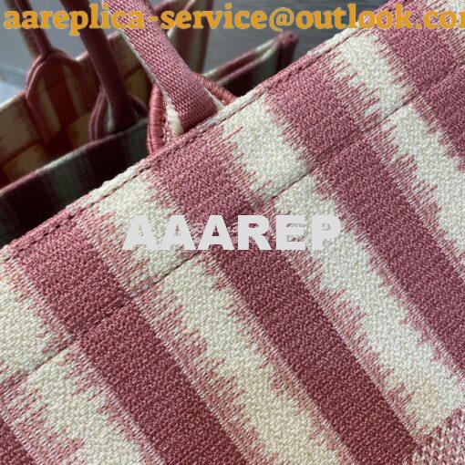 Replica Dior Book Tote Pink D-Stripes Embroidery Canvas Bag 5