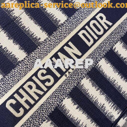 Replica Dior Book Tote Blue D-Stripes Embroidery Canvas Bag 9