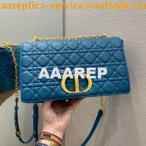 Replica Dior Large Caro Bag Soft Cannage Calfskin M9243 Ocean Blue 3