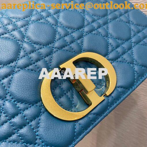 Replica Dior Large Caro Bag Soft Cannage Calfskin M9243 Ocean Blue 4