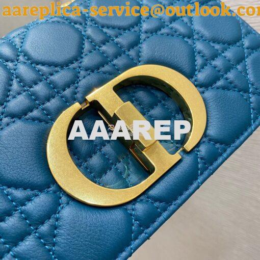 Replica Dior Small Caro Bag Soft Cannage Calfskin M9241 Ocean Blue 3