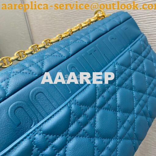 Replica Dior Large Caro Bag Soft Cannage Calfskin M9243 Ocean Blue 7